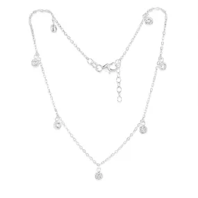 Sterling Silver Zirconia Charm 27cm Anklet