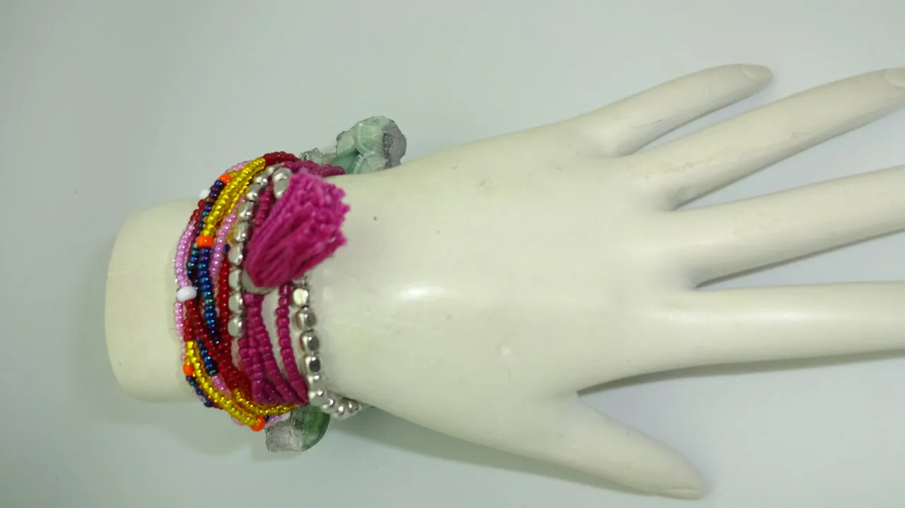 Sunset & Twilight Fair Trade African Seed Bead Stretch Bracelet