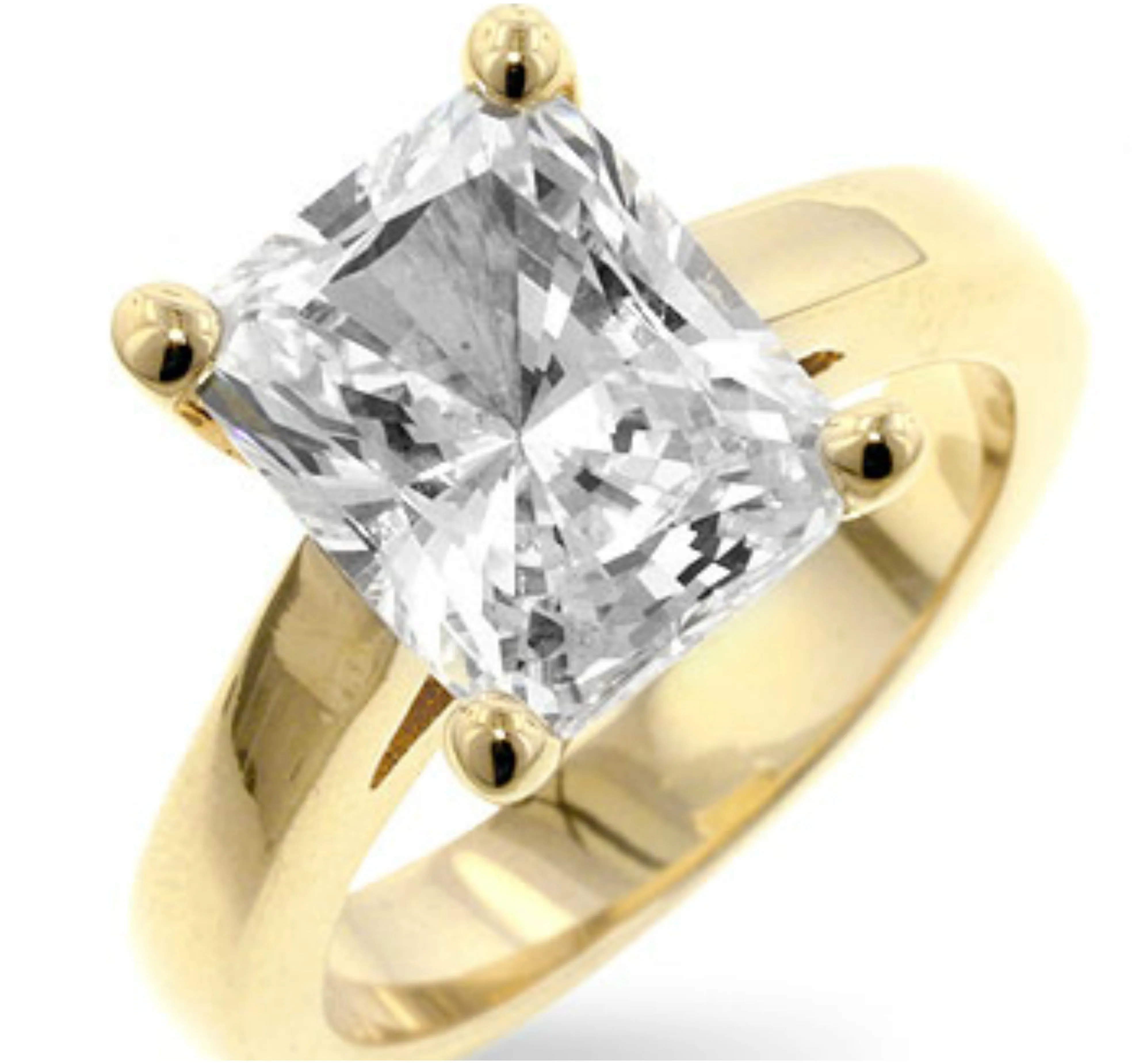 Tamefa Radiant Solitaire Gold Engagement Ring | 4ct | 18k Gold