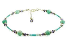 Tanzanite Green Jade Gemstone Anklet