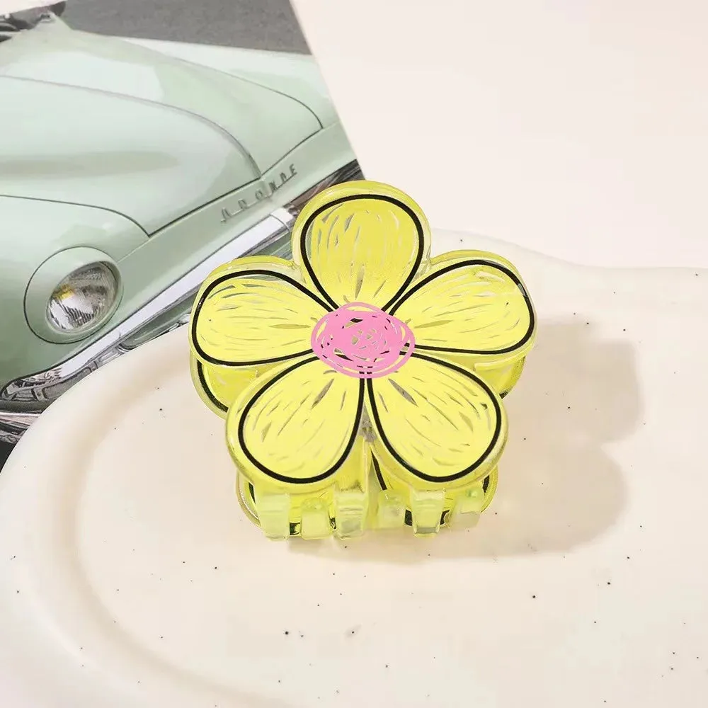 TAVIMART  -  Acrylic Graffiti Flower Hair Clips Women Sweet Versatile Outdoor Hairpin Fashion Grab Cawl Clip Girls Hair Accessories