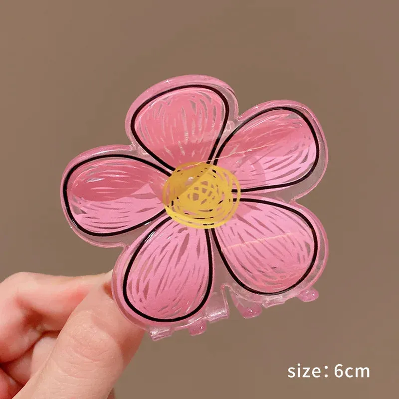 TAVIMART  -  Acrylic Graffiti Flower Hair Clips Women Sweet Versatile Outdoor Hairpin Fashion Grab Cawl Clip Girls Hair Accessories