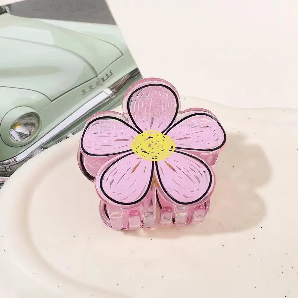 TAVIMART  -  Acrylic Graffiti Flower Hair Clips Women Sweet Versatile Outdoor Hairpin Fashion Grab Cawl Clip Girls Hair Accessories