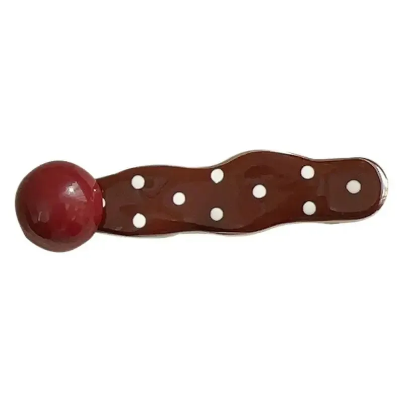 TAVIMART  -  Vintage Sweet Ankara Red Dripping Polka Dot Beads Hairpin Bangs Oval Duck Beak Internet celebrity Broken Hair Front