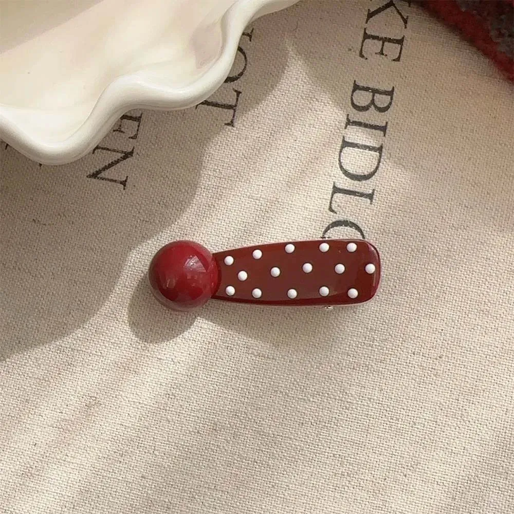 TAVIMART  -  Vintage Sweet Ankara Red Dripping Polka Dot Beads Hairpin Bangs Oval Duck Beak Internet celebrity Broken Hair Front