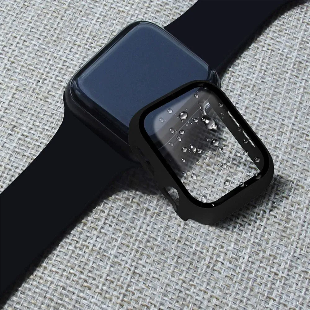 Tempered Glass Matte Watch Cover  for Apple Watch Case 44mm 40mm 42mm 38mm  Bumper Screen Protector for Iwatch SE 6 5 4 3 2 1