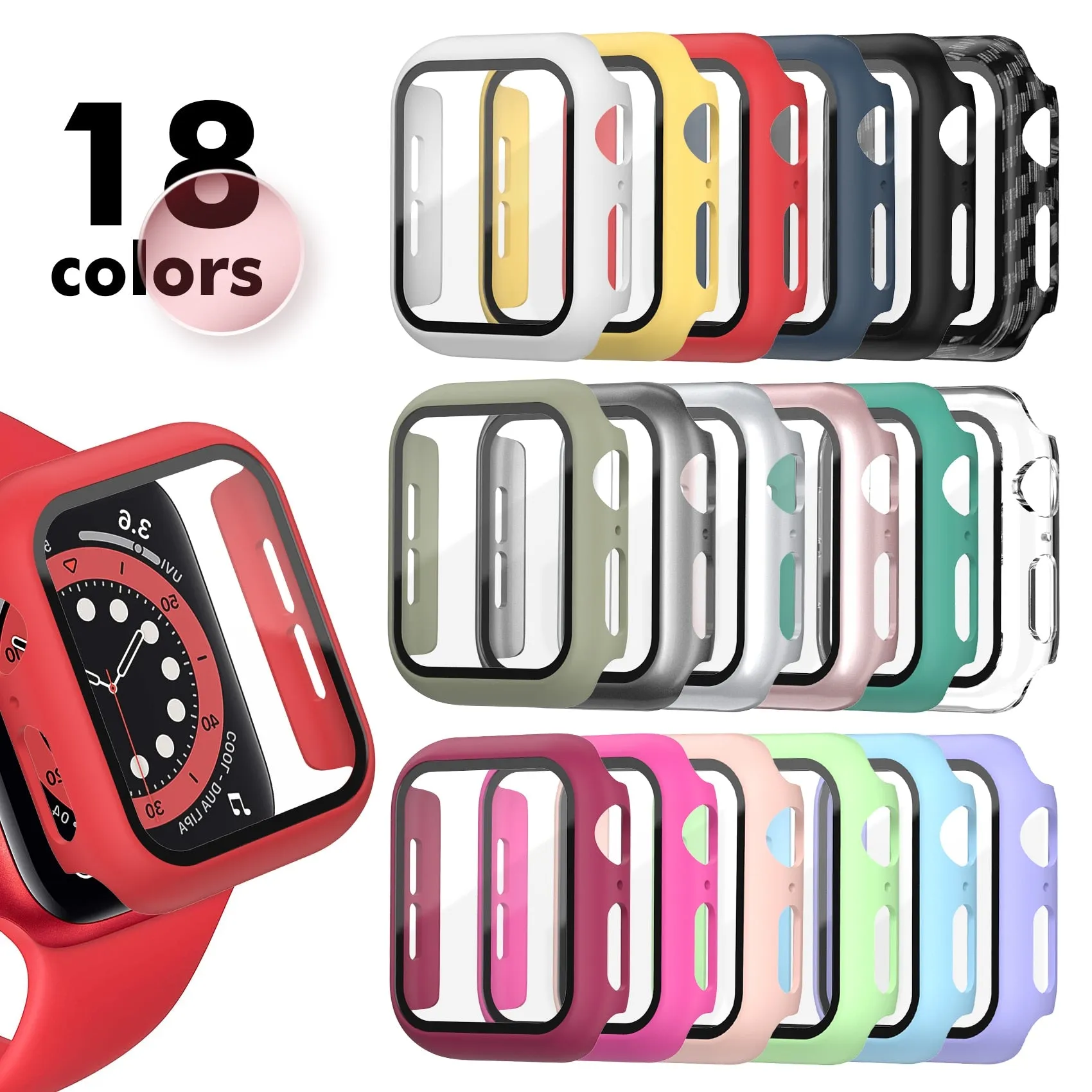 Tempered Glass Matte Watch Cover  for Apple Watch Case 44mm 40mm 42mm 38mm  Bumper Screen Protector for Iwatch SE 6 5 4 3 2 1