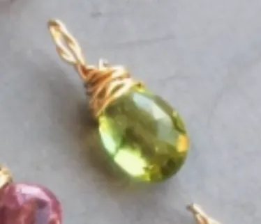 The Silver Wren - Wire Wrapped Birthstone Charm (Peridot)