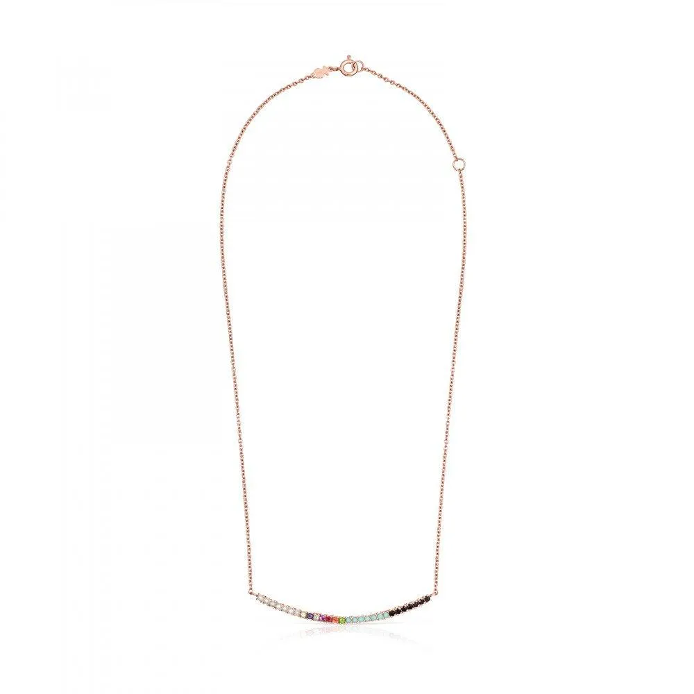 Tous Rose Gold Vermeil Straight Necklace with Gemstones 912722500