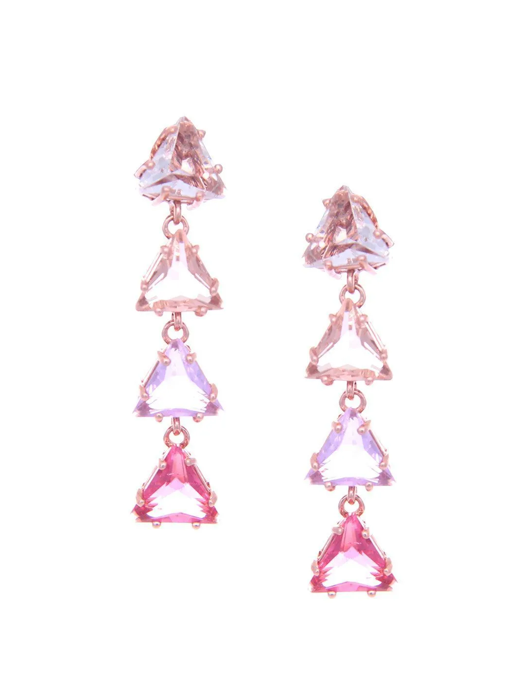 Triangle 4 Tiered Pastel Earrings Pink