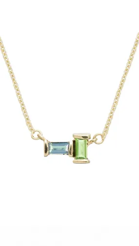 Tu y Yo Necklace in Yellow Gold with Aquamarine and Peridot