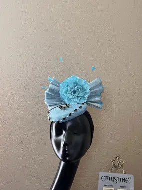 Turquoise Rhinestone flower teardrop hat