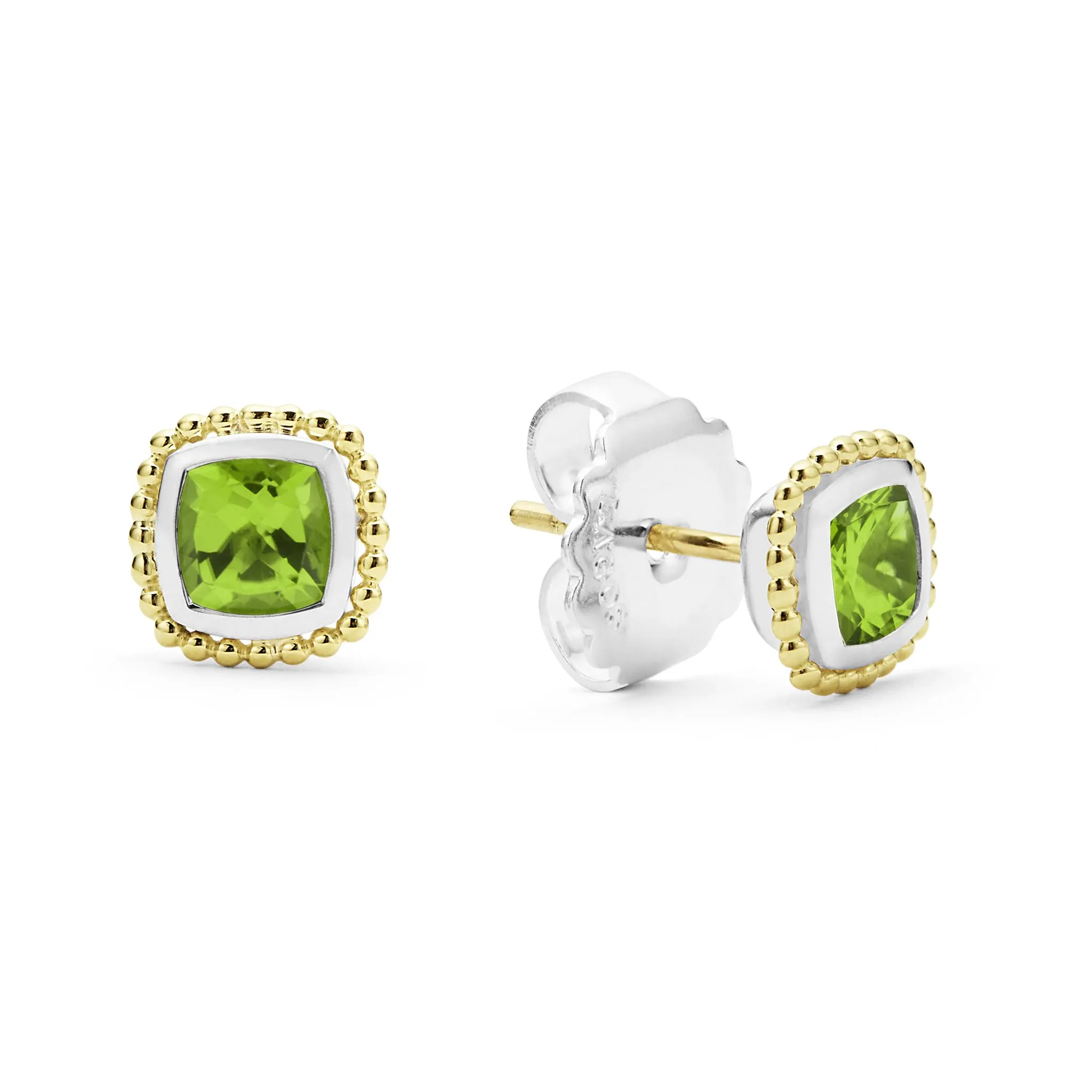 Two-Tone Peridot Stud Earrings