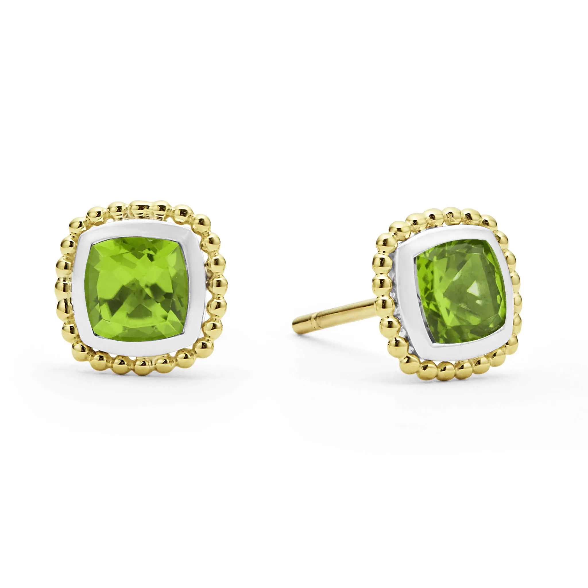 Two-Tone Peridot Stud Earrings