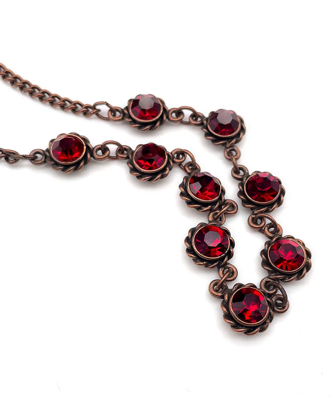 【UK買付】ヴィンテージ ガーネットレッド ガラス ネックレス/Vintage Garnet Red Glass Necklace