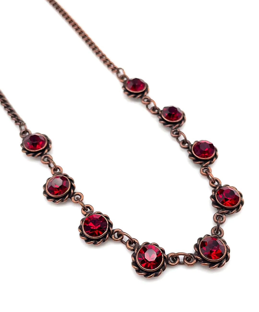 【UK買付】ヴィンテージ ガーネットレッド ガラス ネックレス/Vintage Garnet Red Glass Necklace