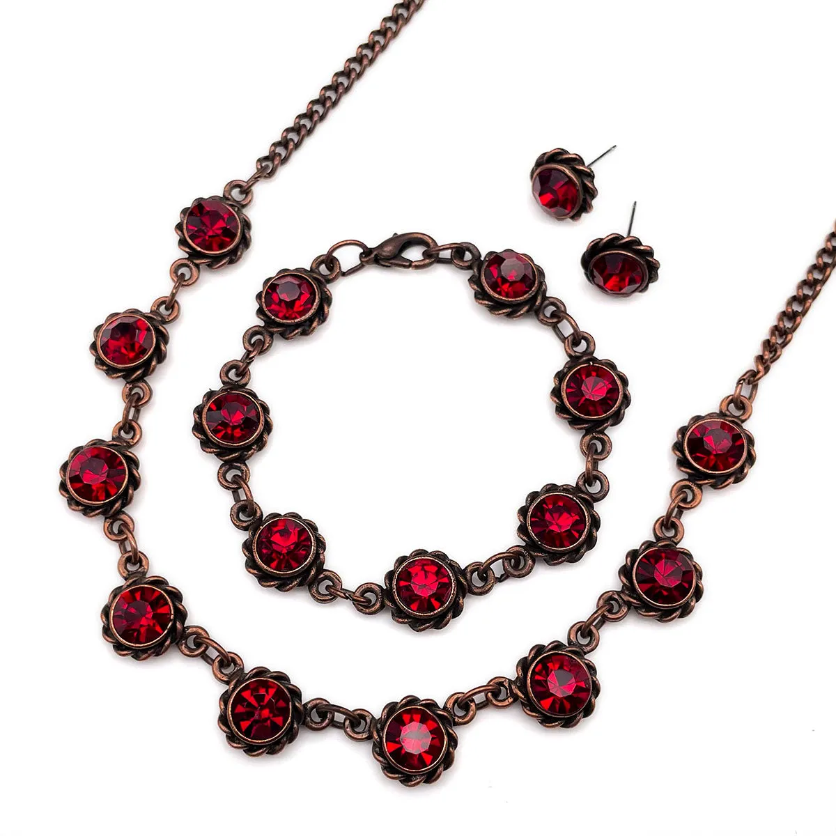 【UK買付】ヴィンテージ ガーネットレッド ガラス ネックレス/Vintage Garnet Red Glass Necklace