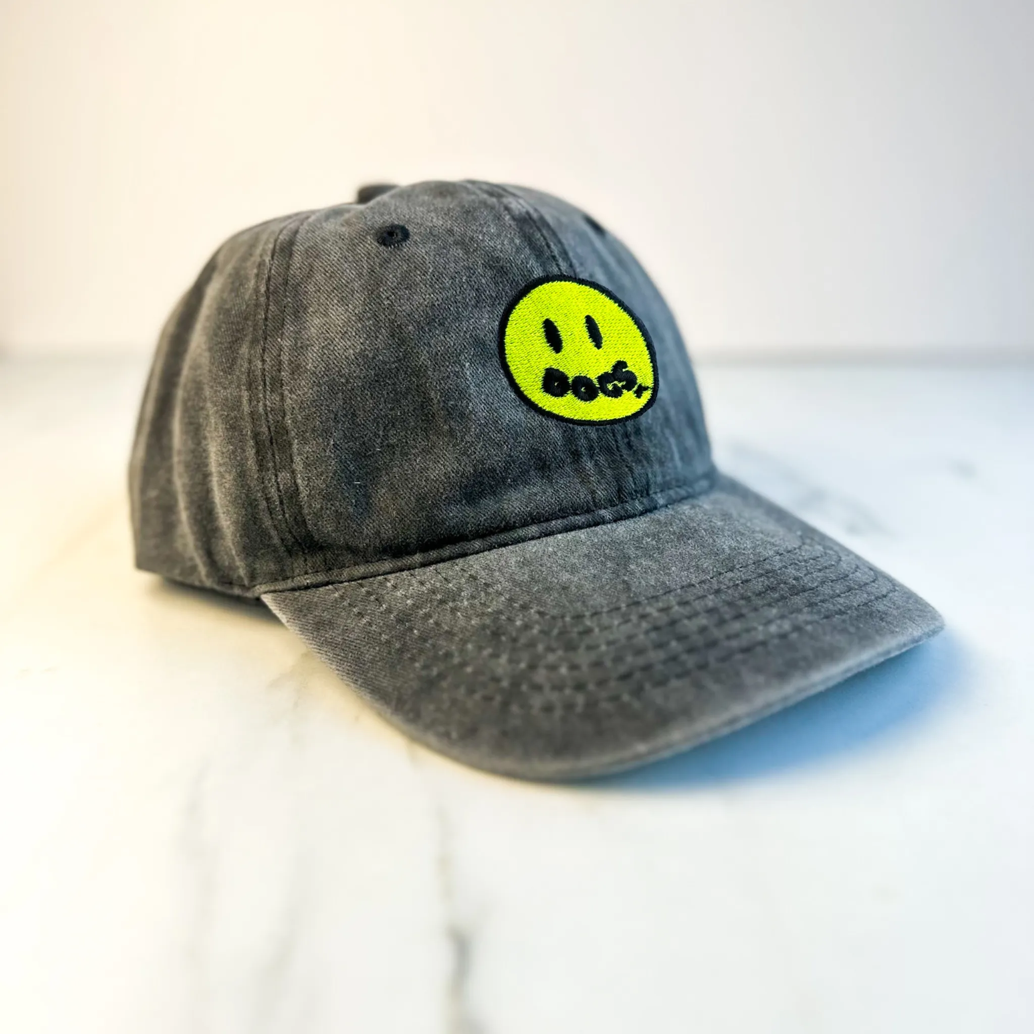 Unisex Embroidered Doggy Smile Cap | Black