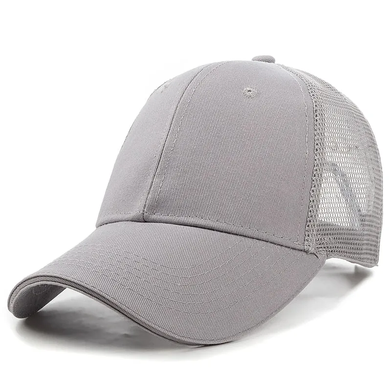 Unisex Mesh Cap Casual Plain Cotton Mesh Baseball Cap Adjustable Summer Cool Hats For Women Men Hip Hop Trucker Hat Dropshipping