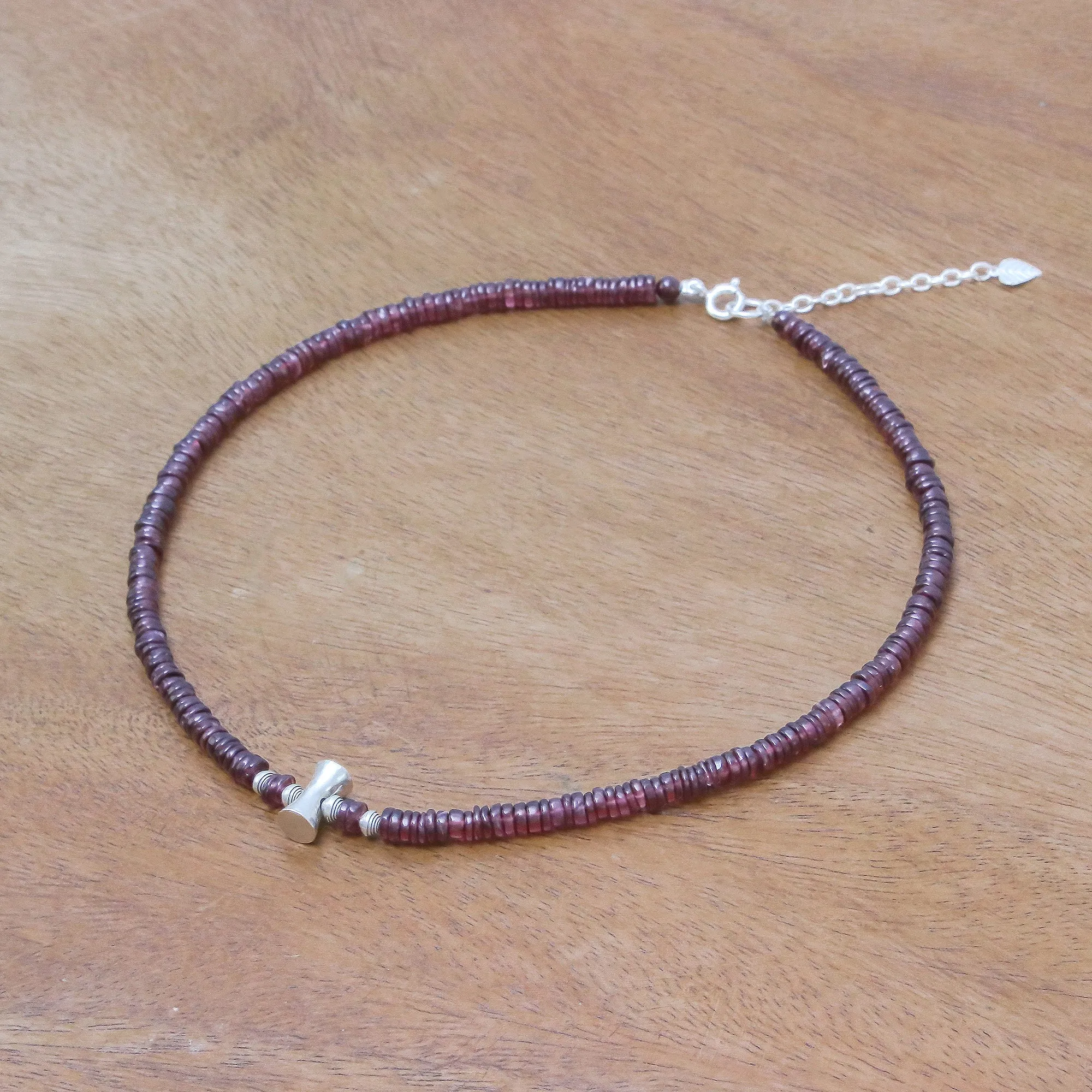 Velvet Love Garnet and Karen Silver Beaded Necklace from Thailand