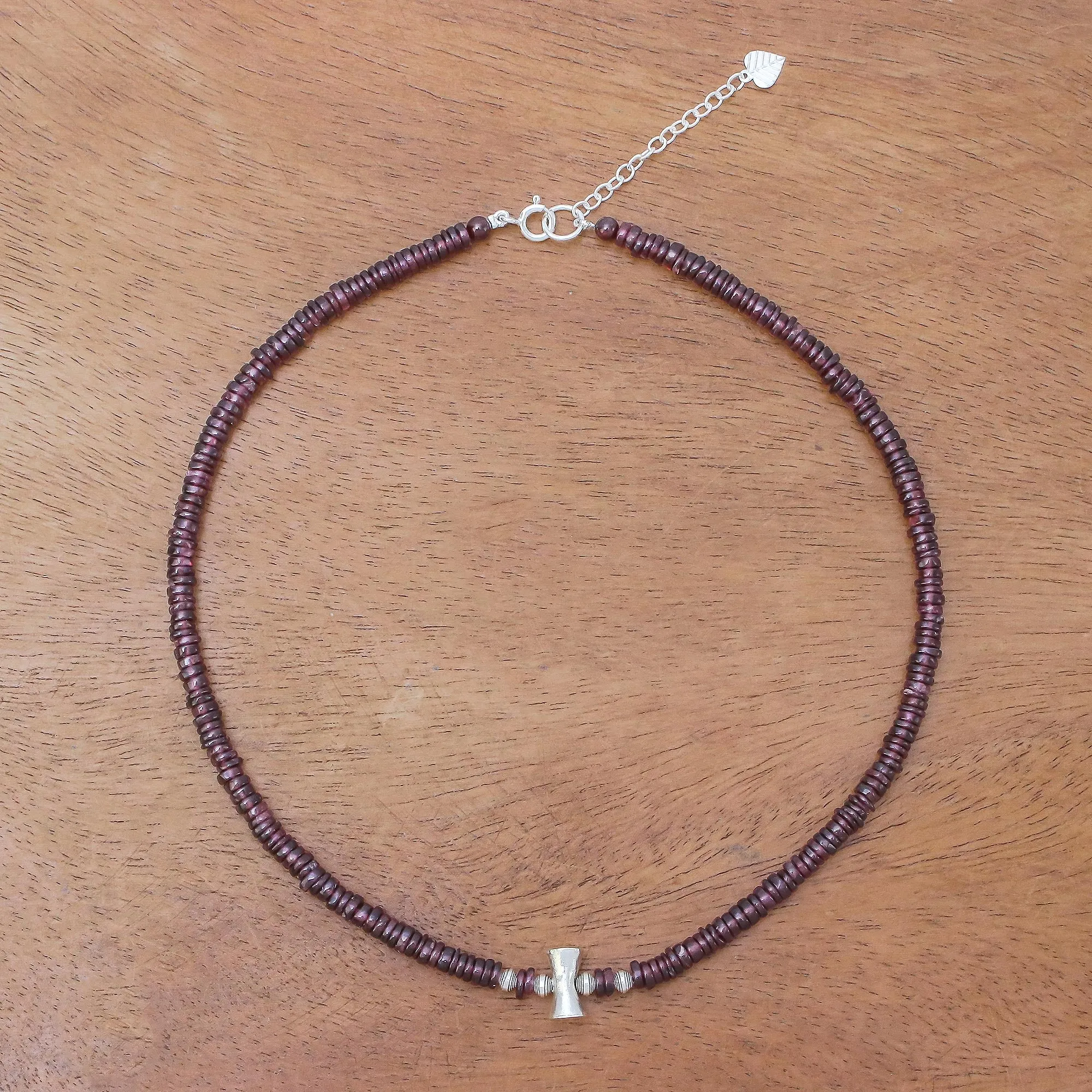 Velvet Love Garnet and Karen Silver Beaded Necklace from Thailand