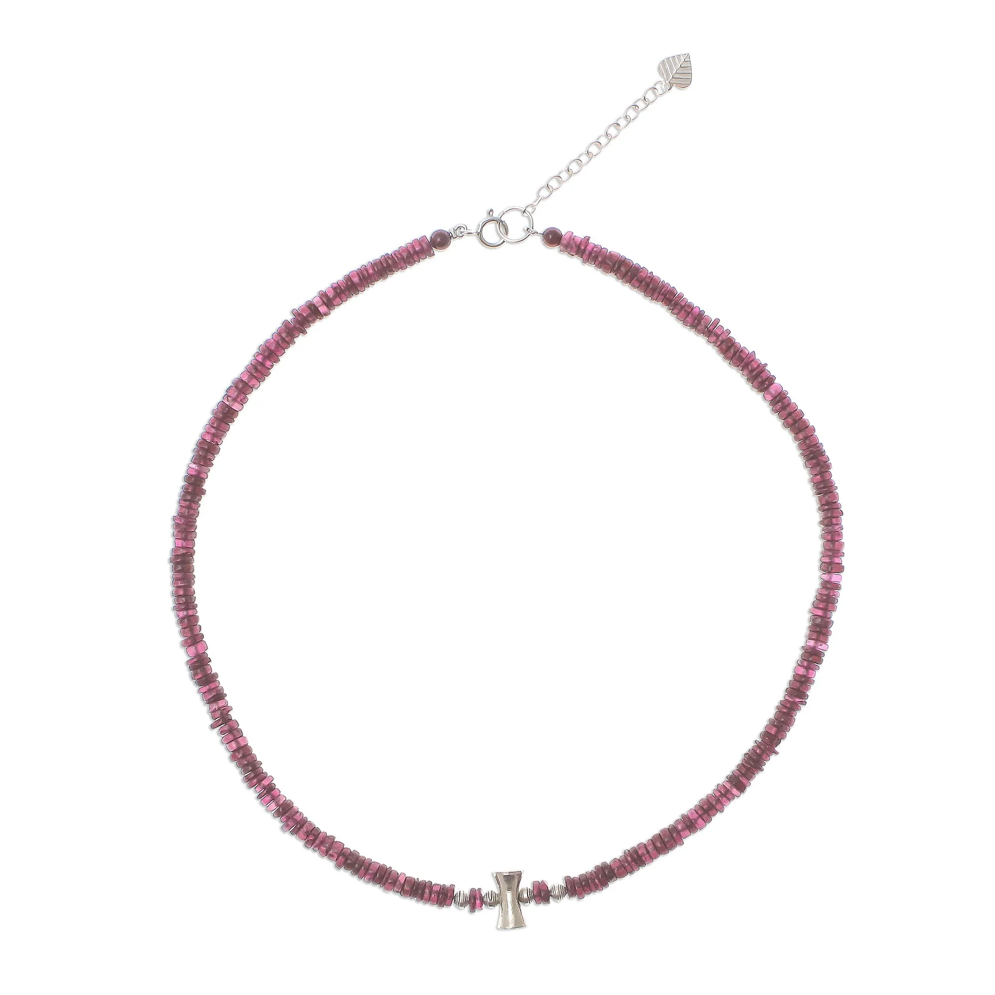 Velvet Love Garnet and Karen Silver Beaded Necklace from Thailand