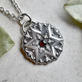 Victorian Star of David Necklace with Garnet Centre