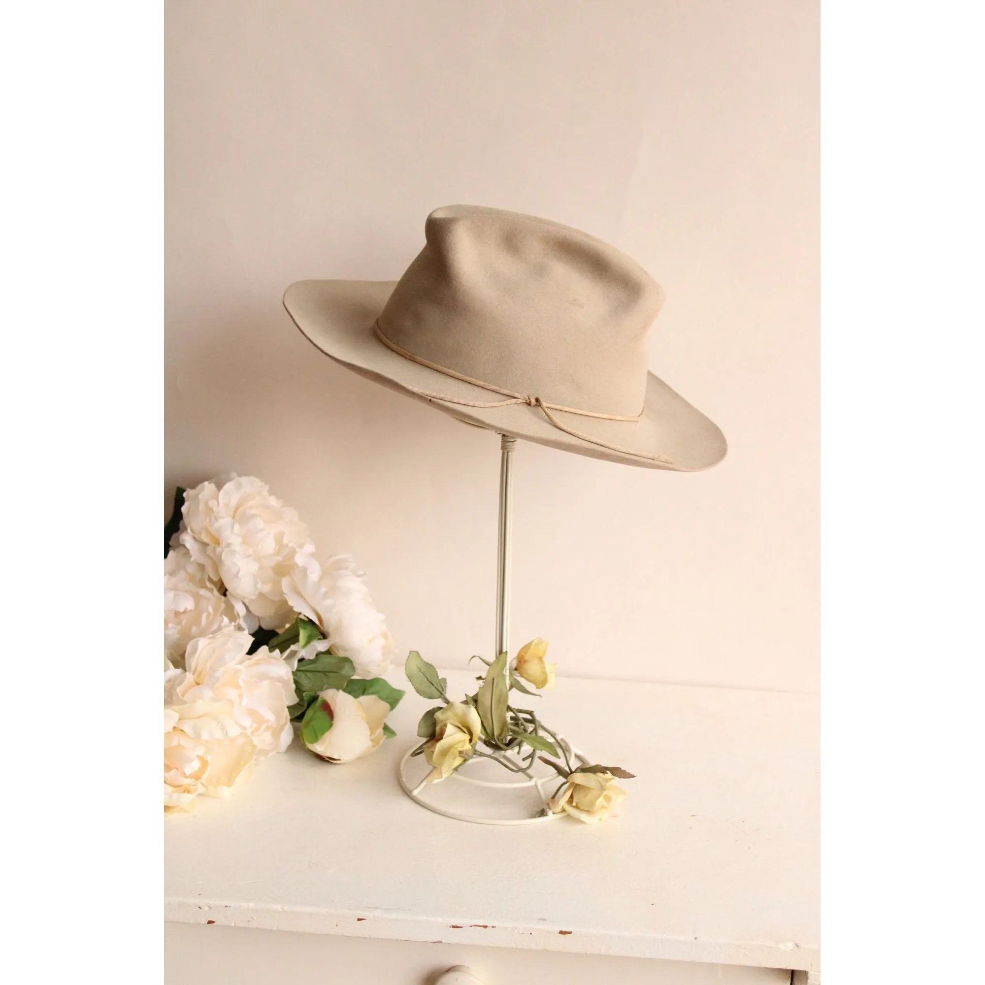 Vintage 1950s Resistol Self Conforming Beige Gray Plains 7 1/4 Cowboy Hat