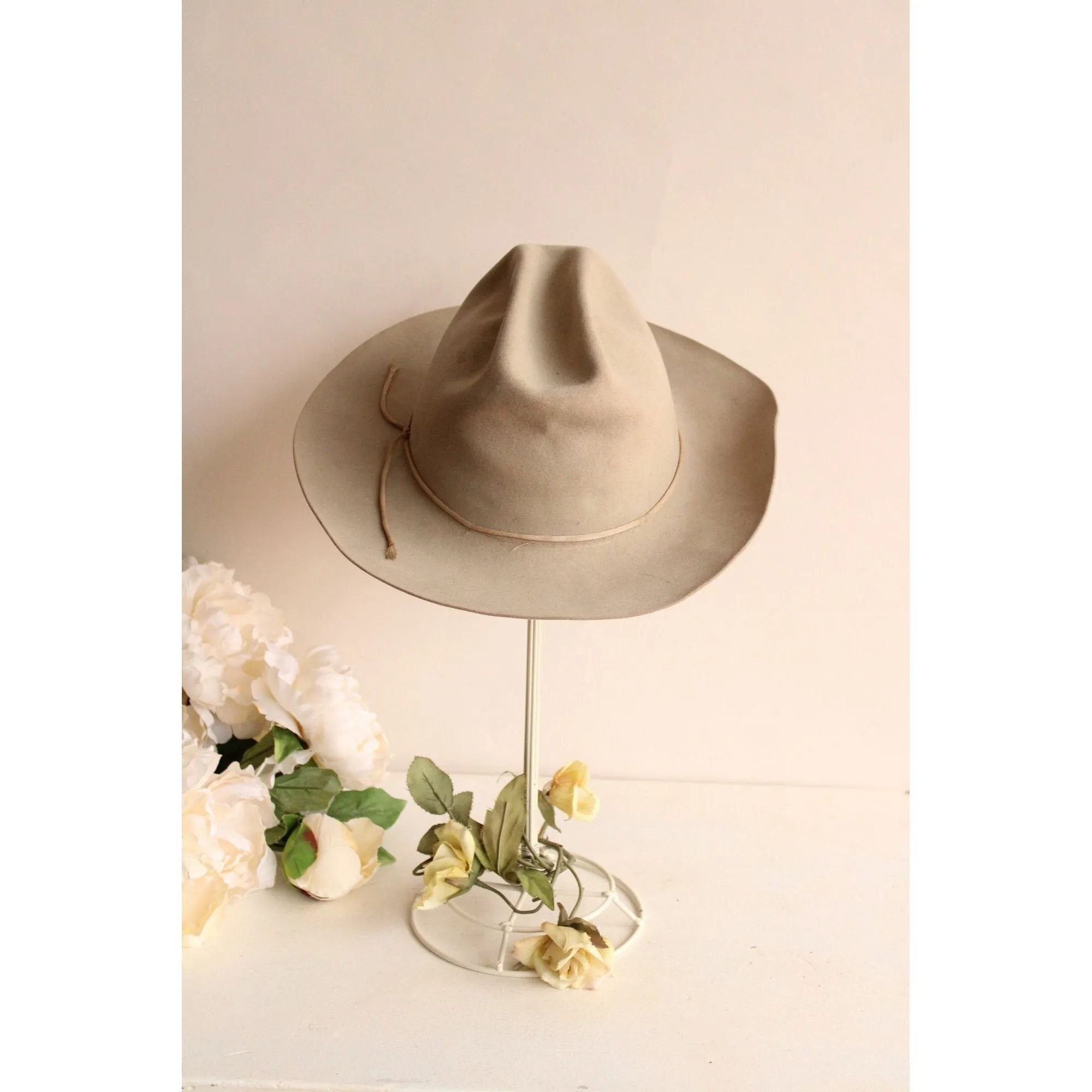 Vintage 1950s Resistol Self Conforming Beige Gray Plains 7 1/4 Cowboy Hat