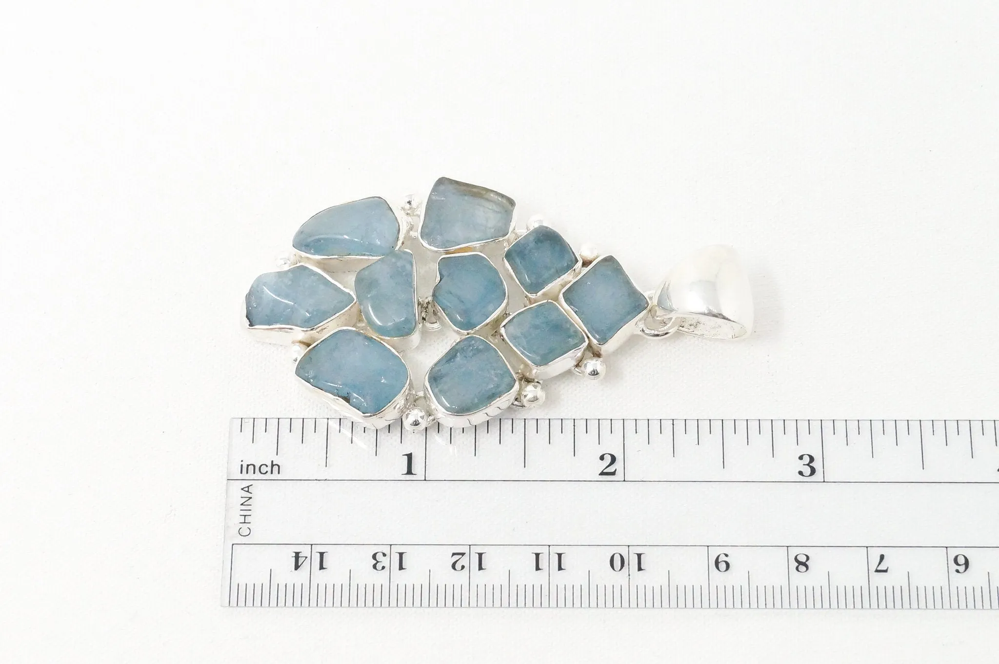 Vintage Blue Gemstone Cluster Southwestern Style Sterling Silver Pendant