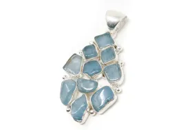 Vintage Blue Gemstone Cluster Southwestern Style Sterling Silver Pendant