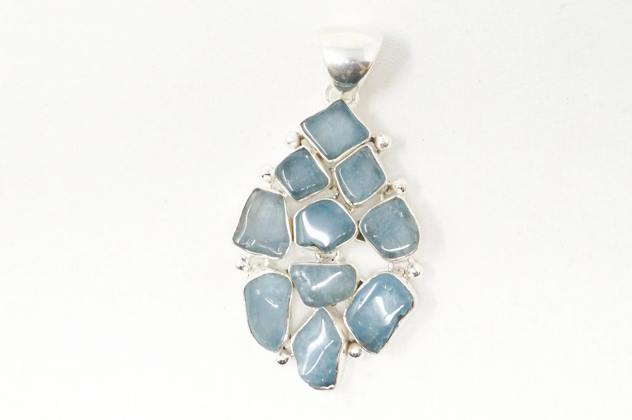 Vintage Blue Gemstone Cluster Southwestern Style Sterling Silver Pendant