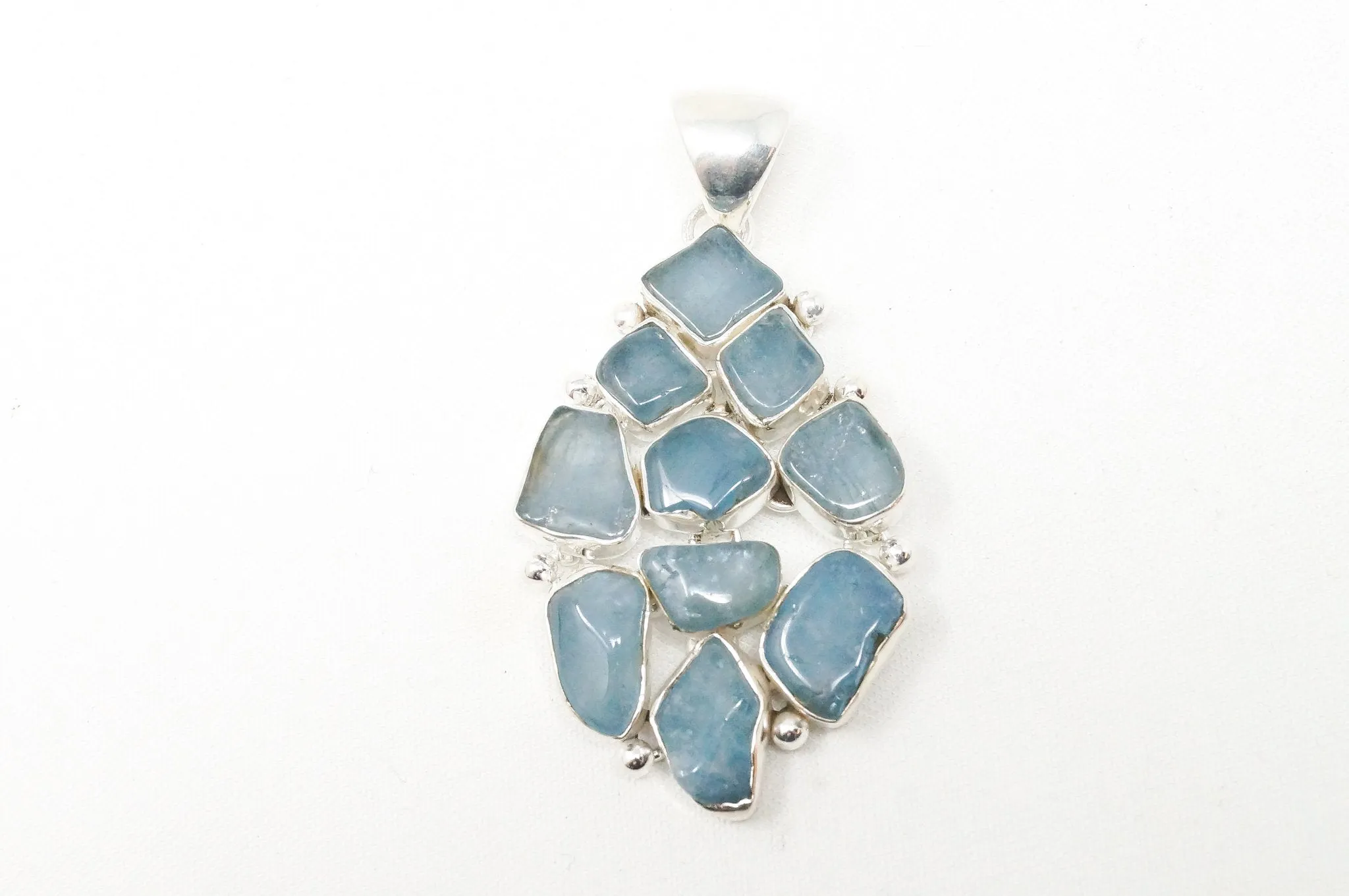 Vintage Blue Gemstone Cluster Southwestern Style Sterling Silver Pendant