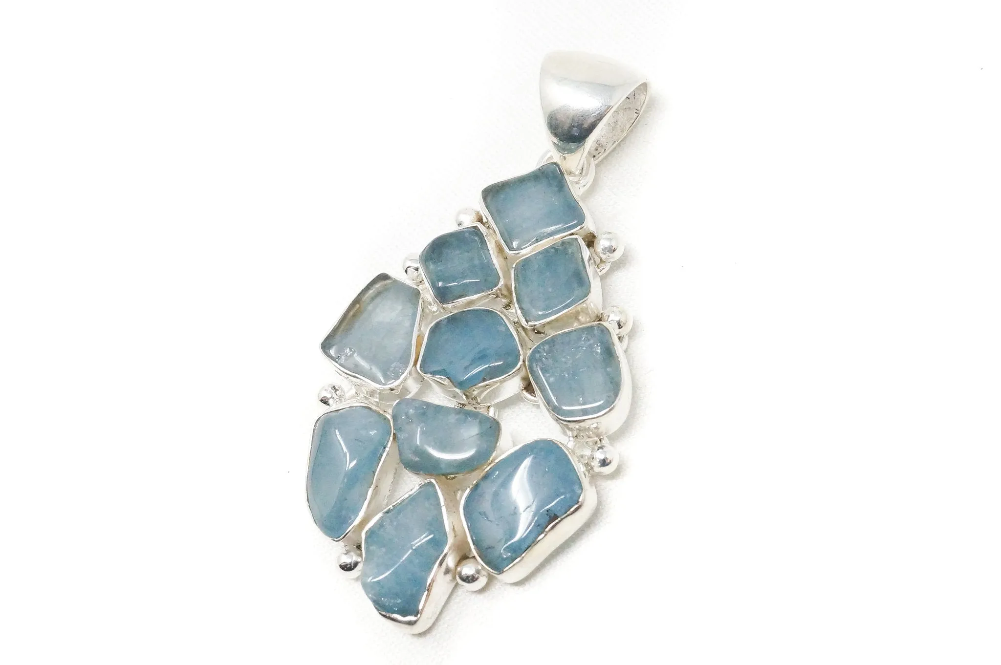 Vintage Blue Gemstone Cluster Southwestern Style Sterling Silver Pendant