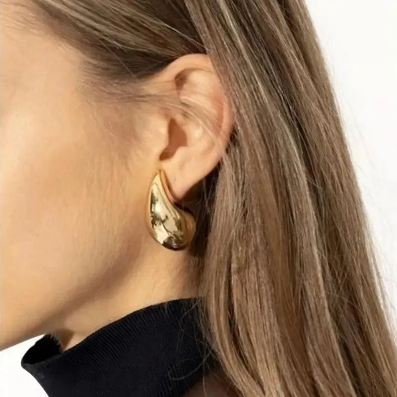 Vintage Gold Plated Teardrop Earrings: Trendy Lightweight Hoop Accessories - Stylish & Chic!