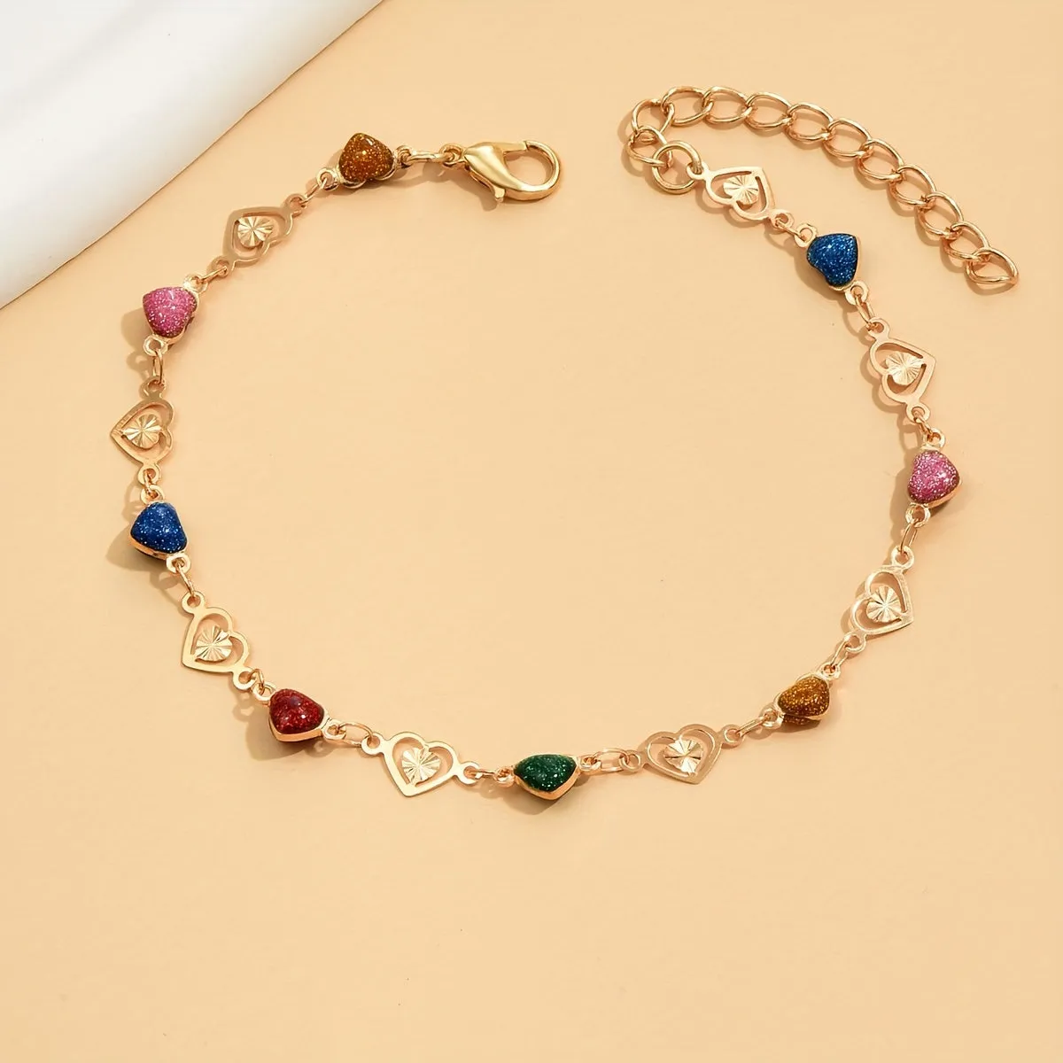 Vintage Heart Chain Anklet Feminine Ankle Bracelet for Women