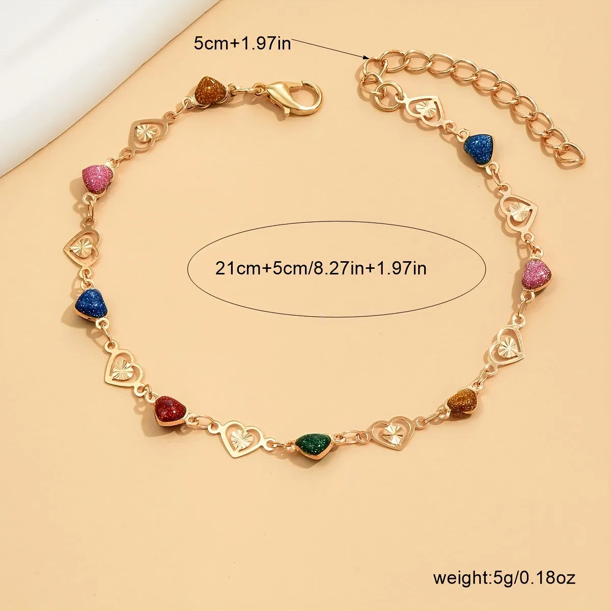 Vintage Heart Chain Anklet Feminine Ankle Bracelet for Women