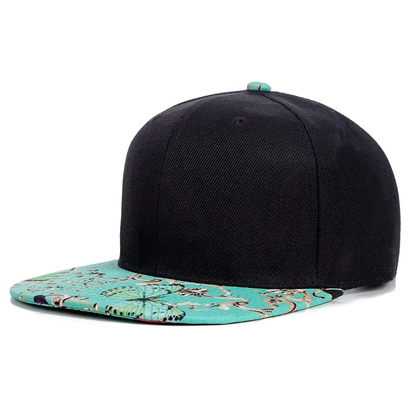 Women Cap Fashion Cotton Butterfly Flower Digital Printing Baseball Cap Female Outdoor Street Hip Hop Snapback Hat