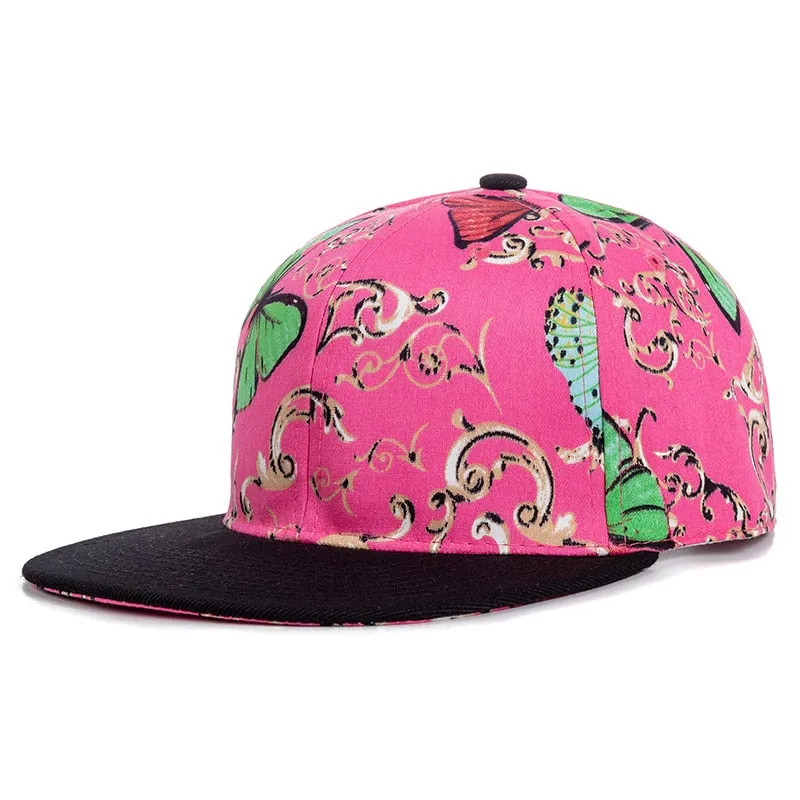 Women Cap Fashion Cotton Butterfly Flower Digital Printing Baseball Cap Female Outdoor Street Hip Hop Snapback Hat