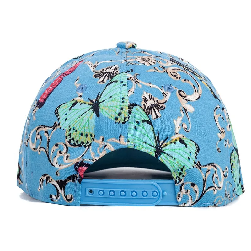 Women Cap Fashion Cotton Butterfly Flower Digital Printing Baseball Cap Female Outdoor Street Hip Hop Snapback Hat