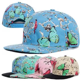 Women Cap Fashion Cotton Butterfly Flower Digital Printing Baseball Cap Female Outdoor Street Hip Hop Snapback Hat