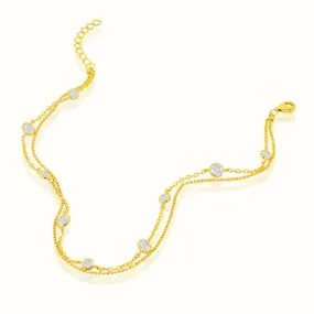 Women's Vermeil Bezel Diamonds Anklet