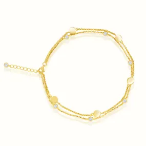 Women's Vermeil Diamond Bezel Double Layered Anklet