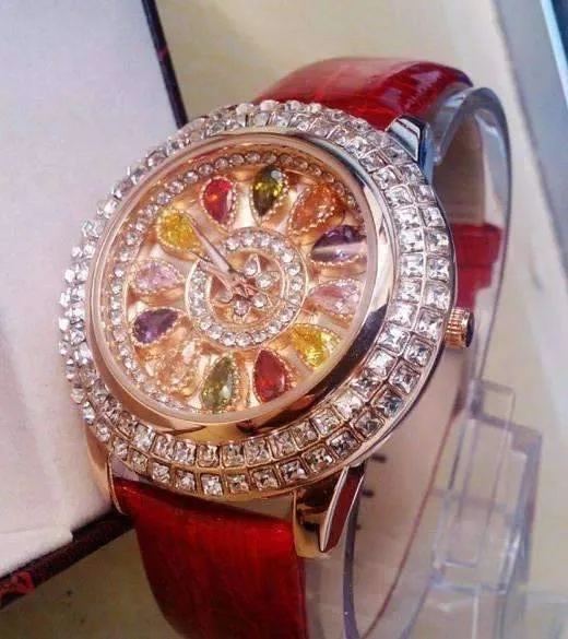 Wrist Watch Kaleidoscope Deluxe Crystal & Leather Wrist Watch for Women