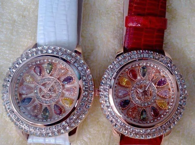 Wrist Watch Kaleidoscope Deluxe Crystal & Leather Wrist Watch for Women