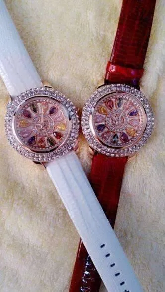 Wrist Watch Kaleidoscope Deluxe Crystal & Leather Wrist Watch for Women