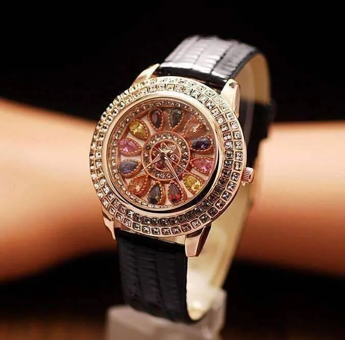 Wrist Watch Kaleidoscope Deluxe Crystal & Leather Wrist Watch for Women