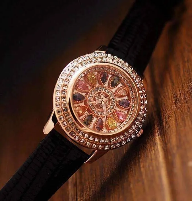 Wrist Watch Kaleidoscope Deluxe Crystal & Leather Wrist Watch for Women