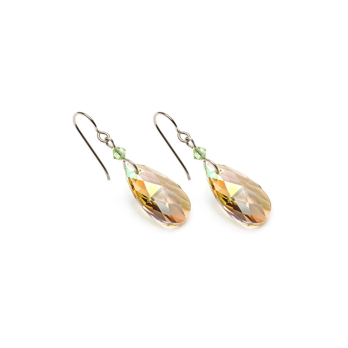 Yellow Drop Crystal Titanium Earrings