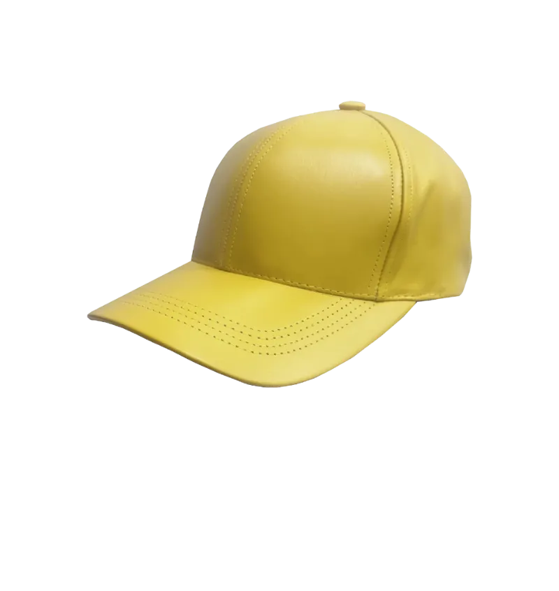 Yellow Men's Genuine Leather Adjustable Baseball Cap